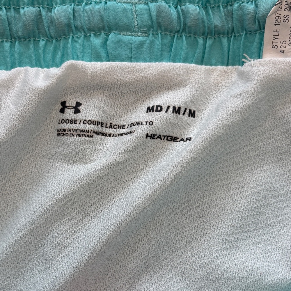 Under Armour Women's Aqua and Coral Athletic Shorts - Picture 2 of 3